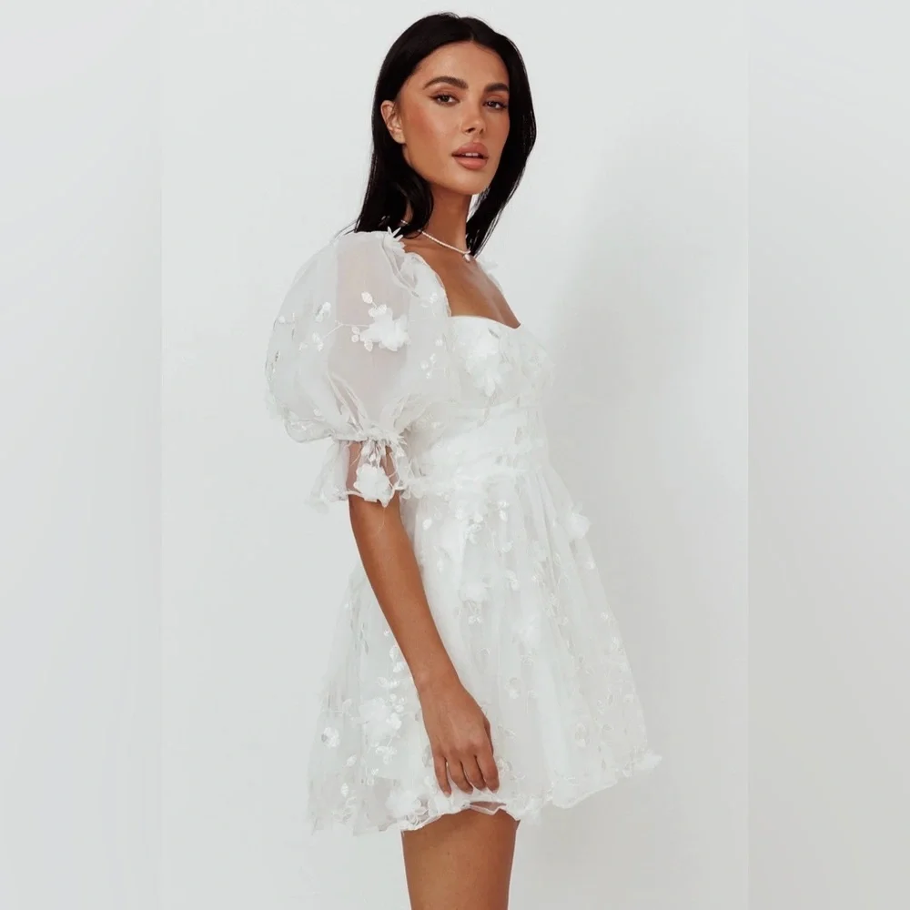 I've Got Sunshine Ruffle Strap Mini Dress Embellished White - Picture 1 of 9